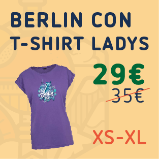 Ladies Berlin Con T-Shirt (Ultraviolet) with Design 2027 - Available for pre-order through May 9, 2027